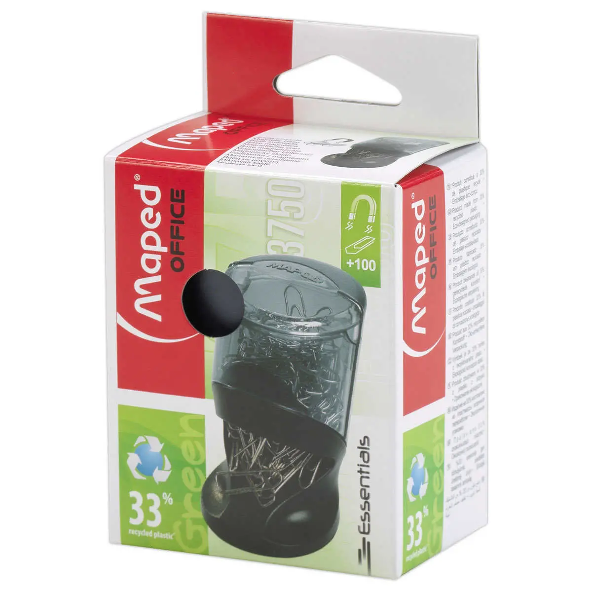 Distributeur de trombones aimanté Essential Green - MAPED photo du produit