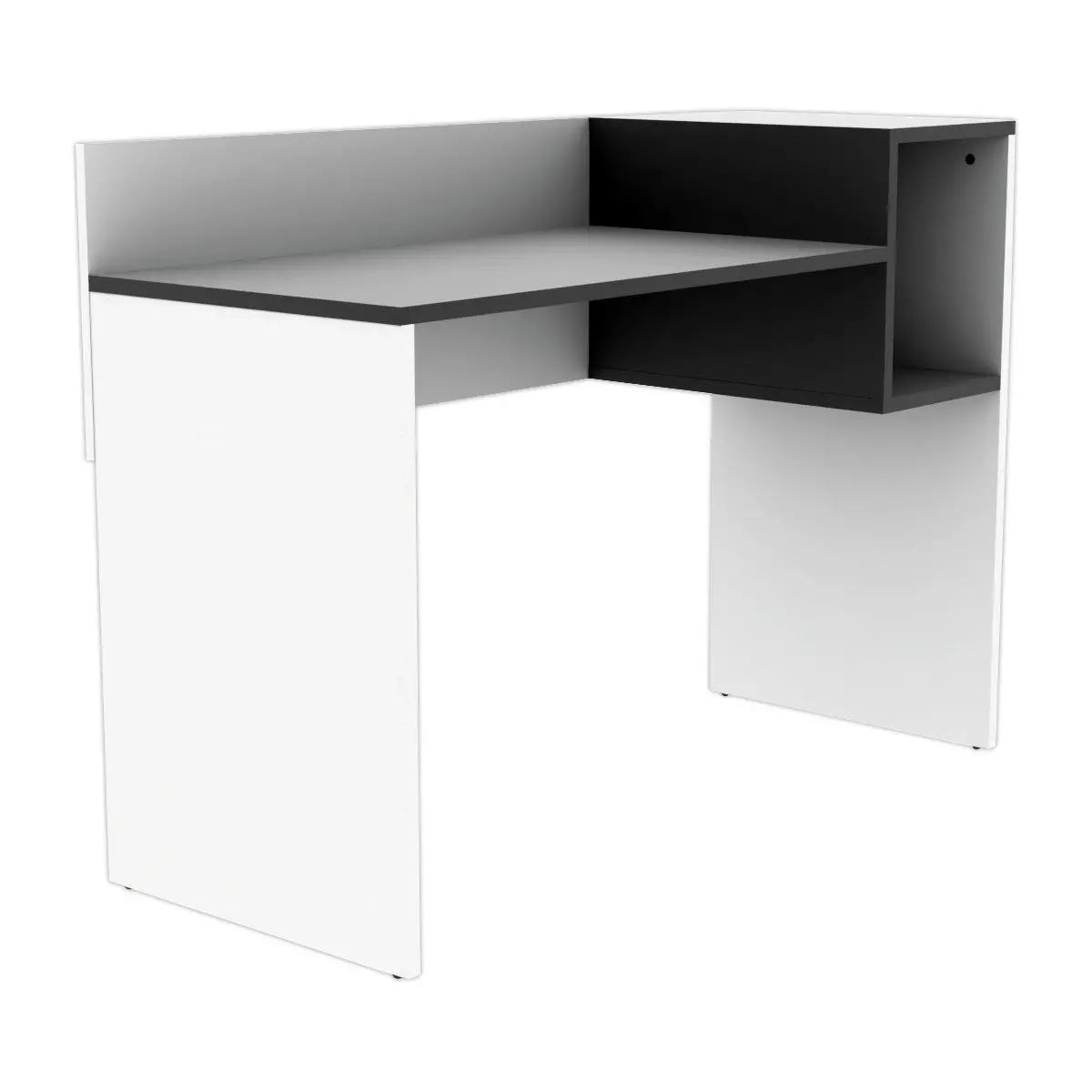 Bureau adapté pour le télétravail en mélaminé avec niche - L 121 cm photo du produit