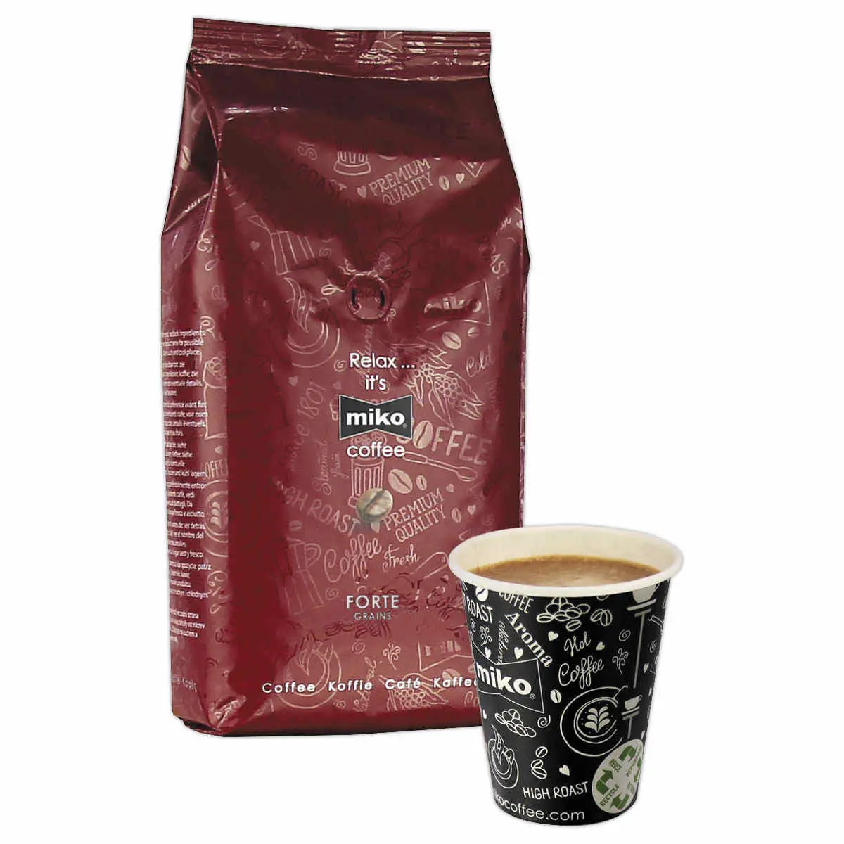 Paquet de café en grains Forte - Intensité 7 - 1 kg  - MIKO photo du produit