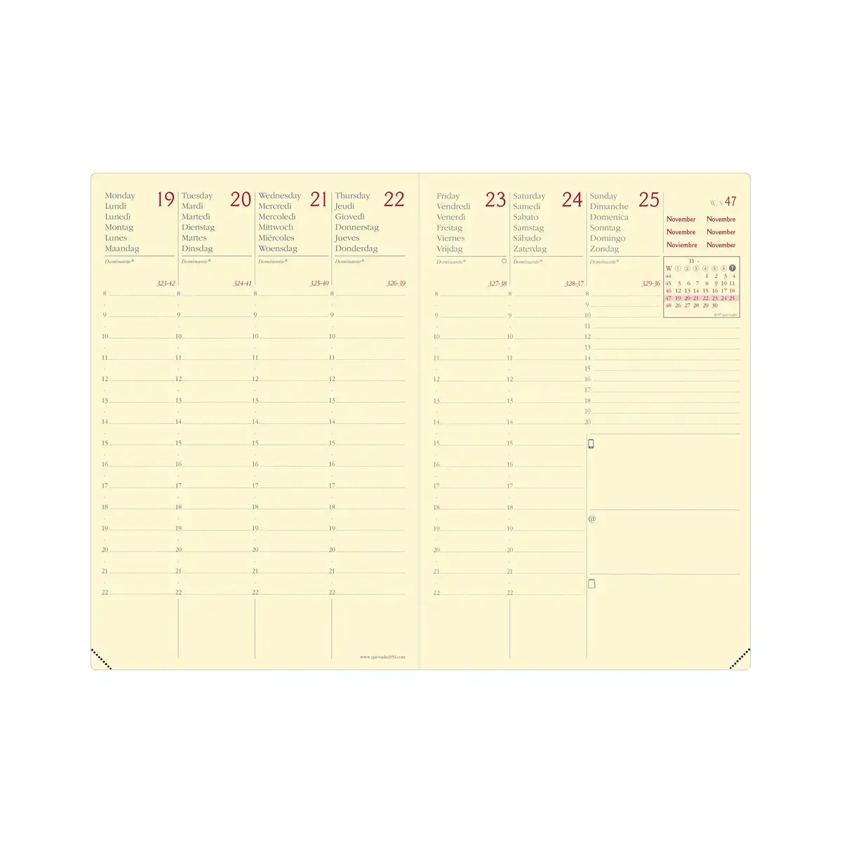 Agenda semainier Silk - 10x15cm - Bleu - Janvier à décembre - QUO VADIS photo du produit