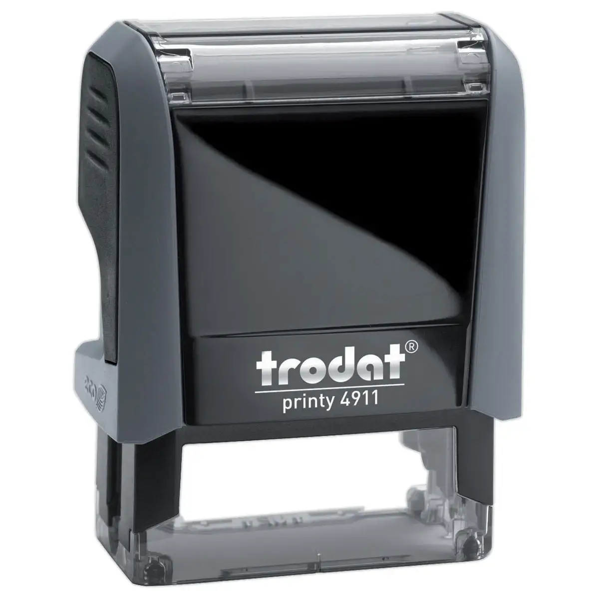 Timbre personnalisable Printy 4911 Boîtier gris - Encre noire - 38 x 14 mm - 4 lignes max. photo du produit