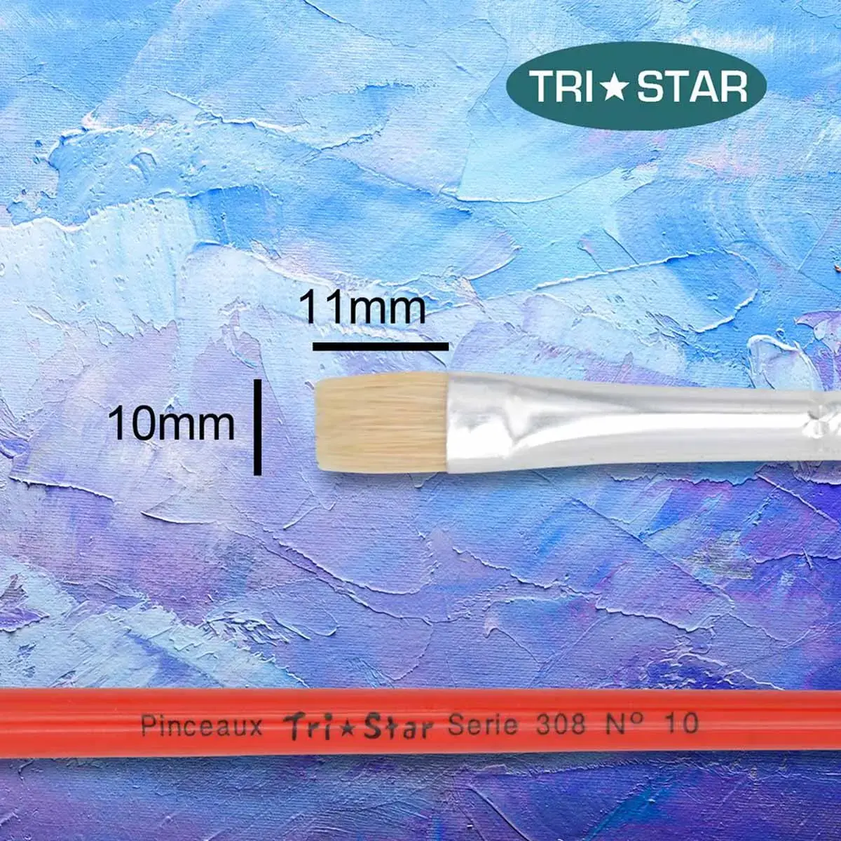 Pinceau plat peinture acrylique et à l'huile - En soie - N°10 - OZ International photo du produit