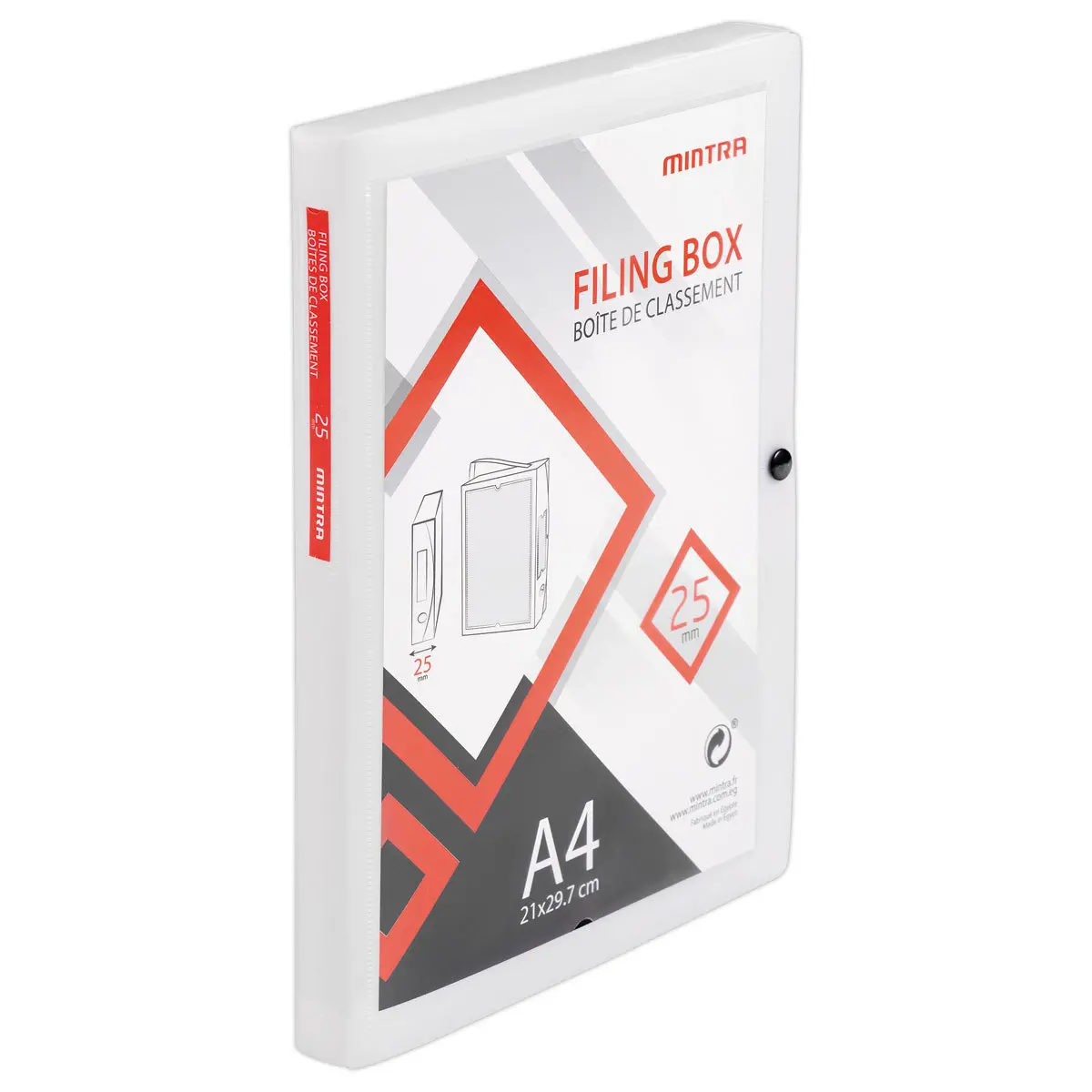 Boîte valisette personnalisable  en polypropylène A4 - Dos 2,5 cm blanc photo du produit