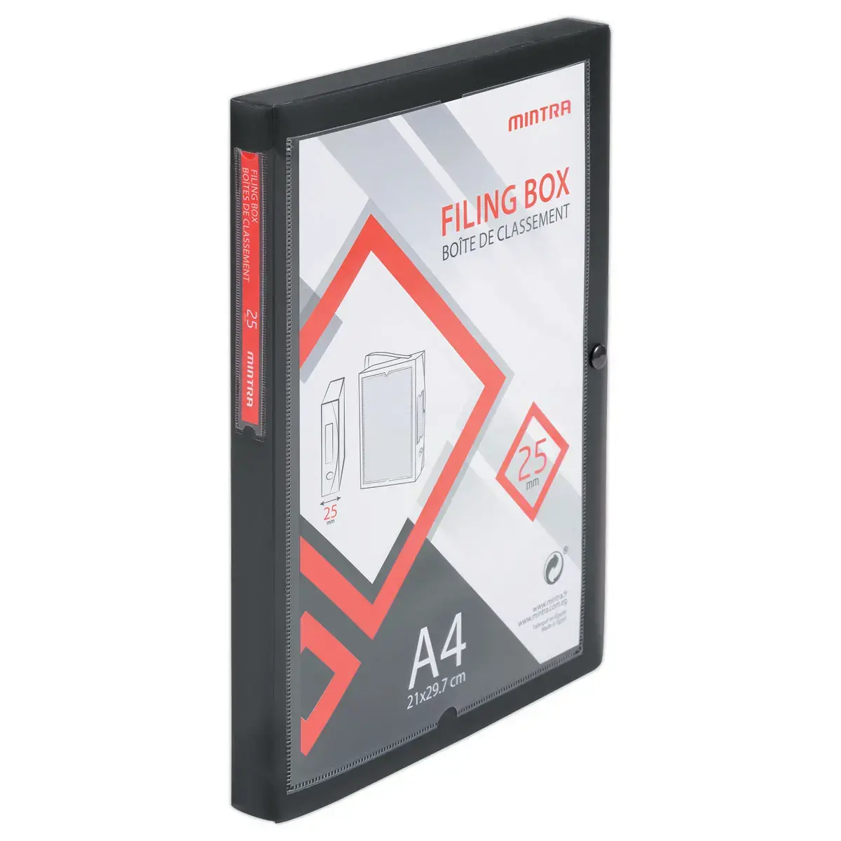 Bo&icirc;te valisette personnalisable - polypropyl&egrave;ne A4 - Dos 2,5 cm - noir - Access photo du produit