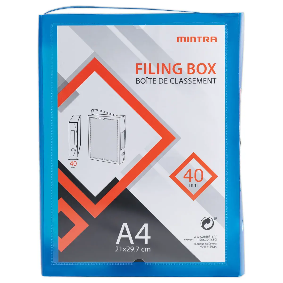 Bo&icirc;te valisette personnalisable - polypropyl&egrave;ne A4 - Dos 4 cm -  bleu  - Access photo du produit