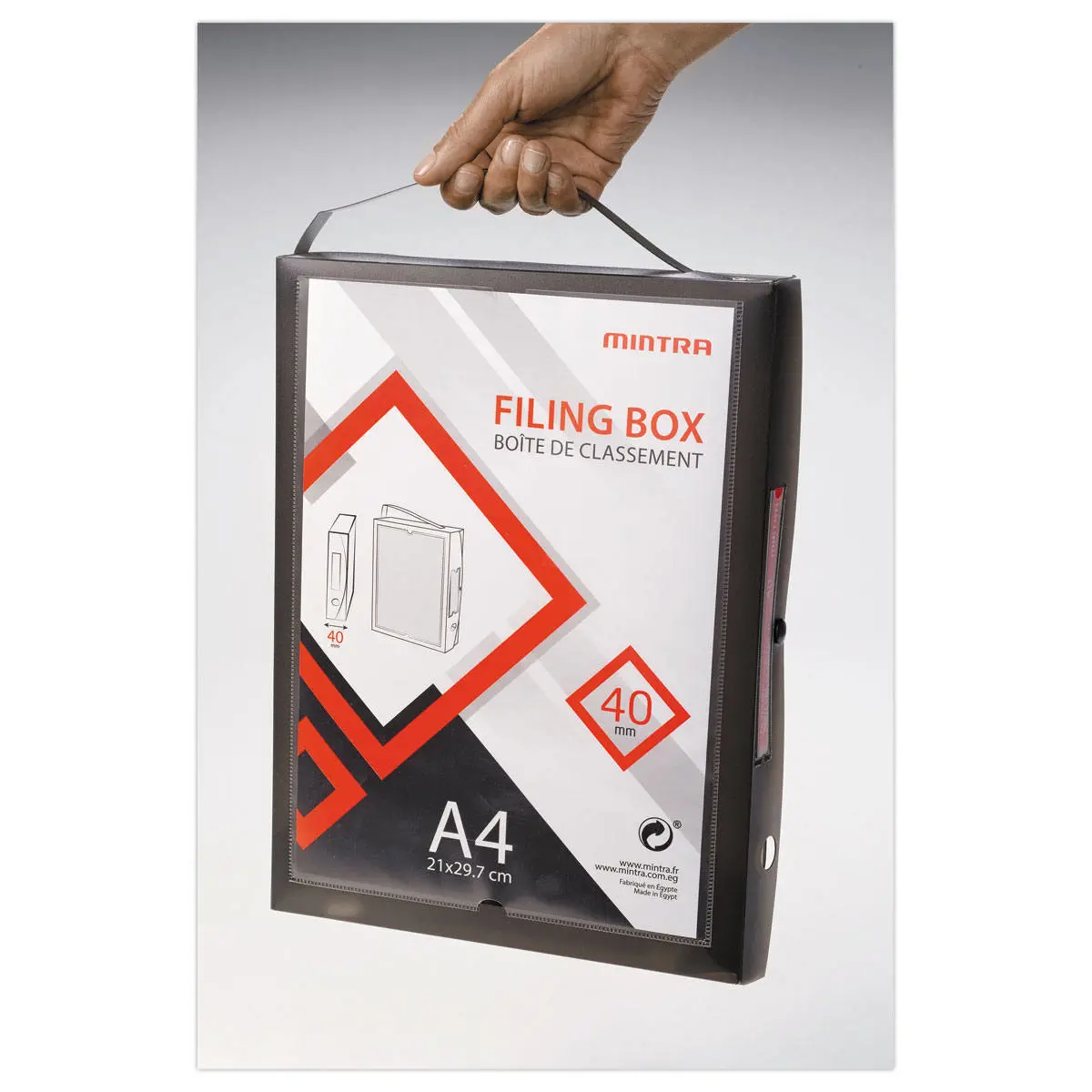 Bo&icirc;te valisette personnalisable  en polypropyl&egrave;ne A4 - Dos 4 cm photo du produit