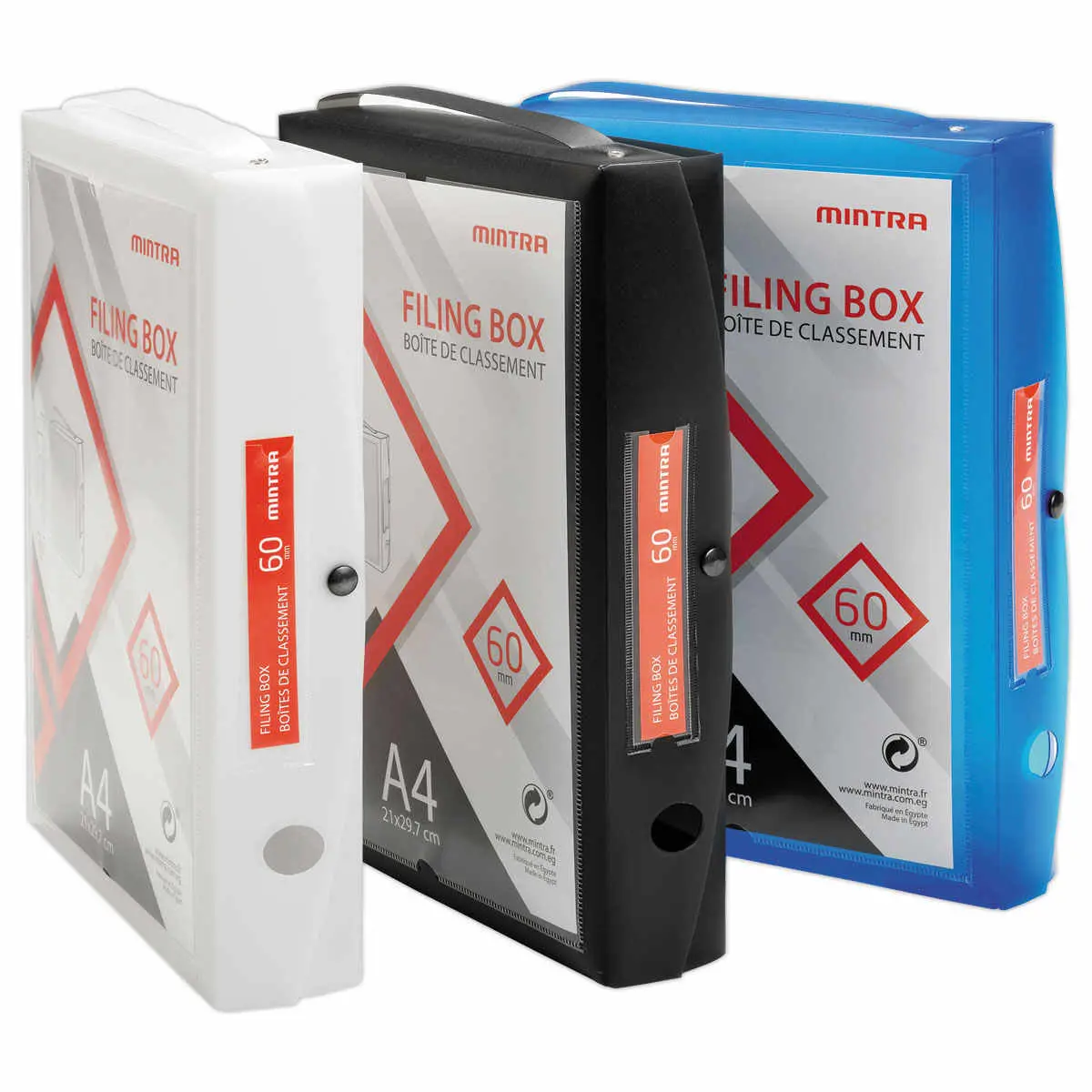 Boîte valisette personnalisable  en polypropylène A4 - Dos 6 cm blanc photo du produit