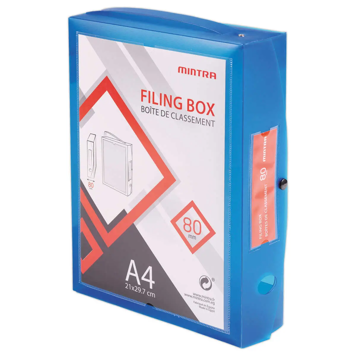 Boîte valisette personnalisable  en polypropylène A4 - Dos 8 cm bleu photo du produit