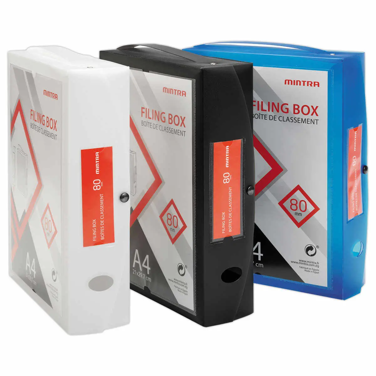 Boîte valisette personnalisable  en polypropylène A4 - Dos 8 cm noir photo du produit