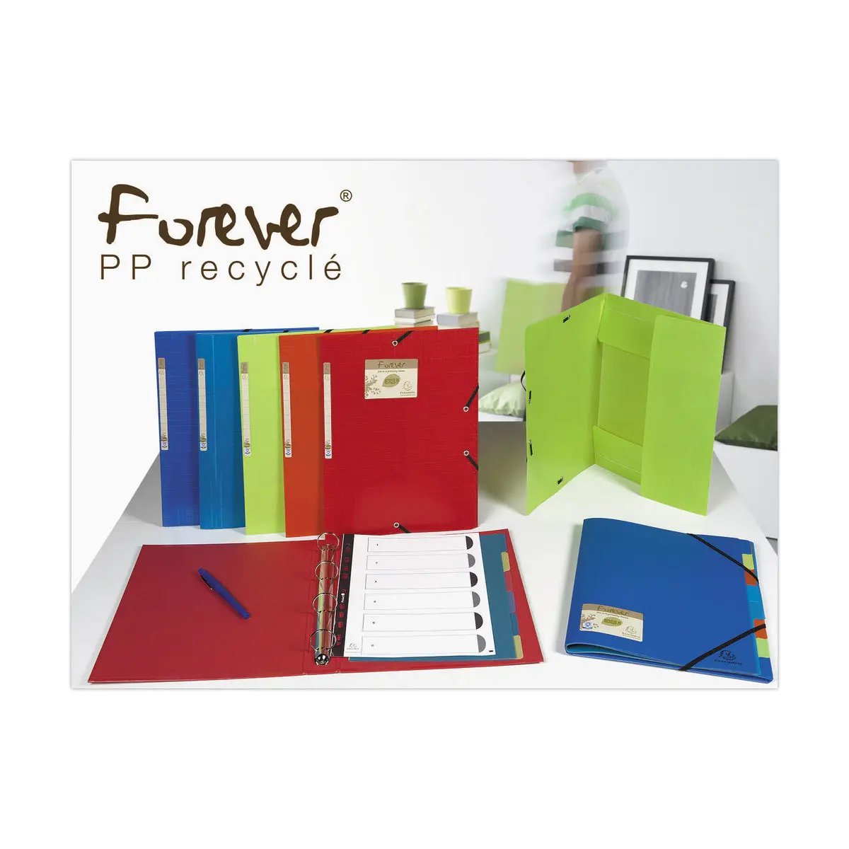 Jeu d'intercalaires Forever PP recyclé pour format A4 - 12 touches - EXACOMPTA photo du produit