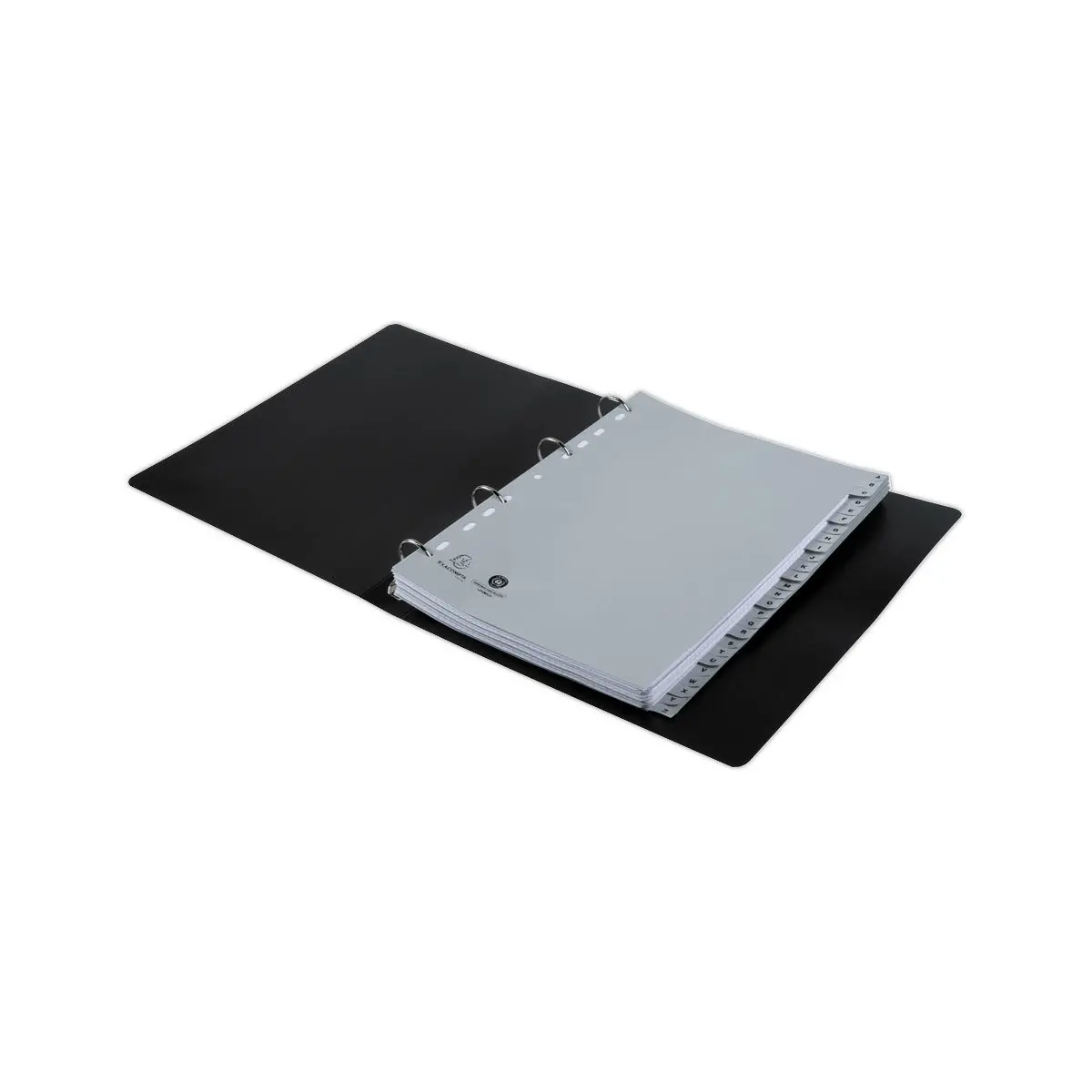 Jeu d'intercalaires imprim&eacute;s alphabet PP gris recycl&eacute; -26 positions A4 photo du produit