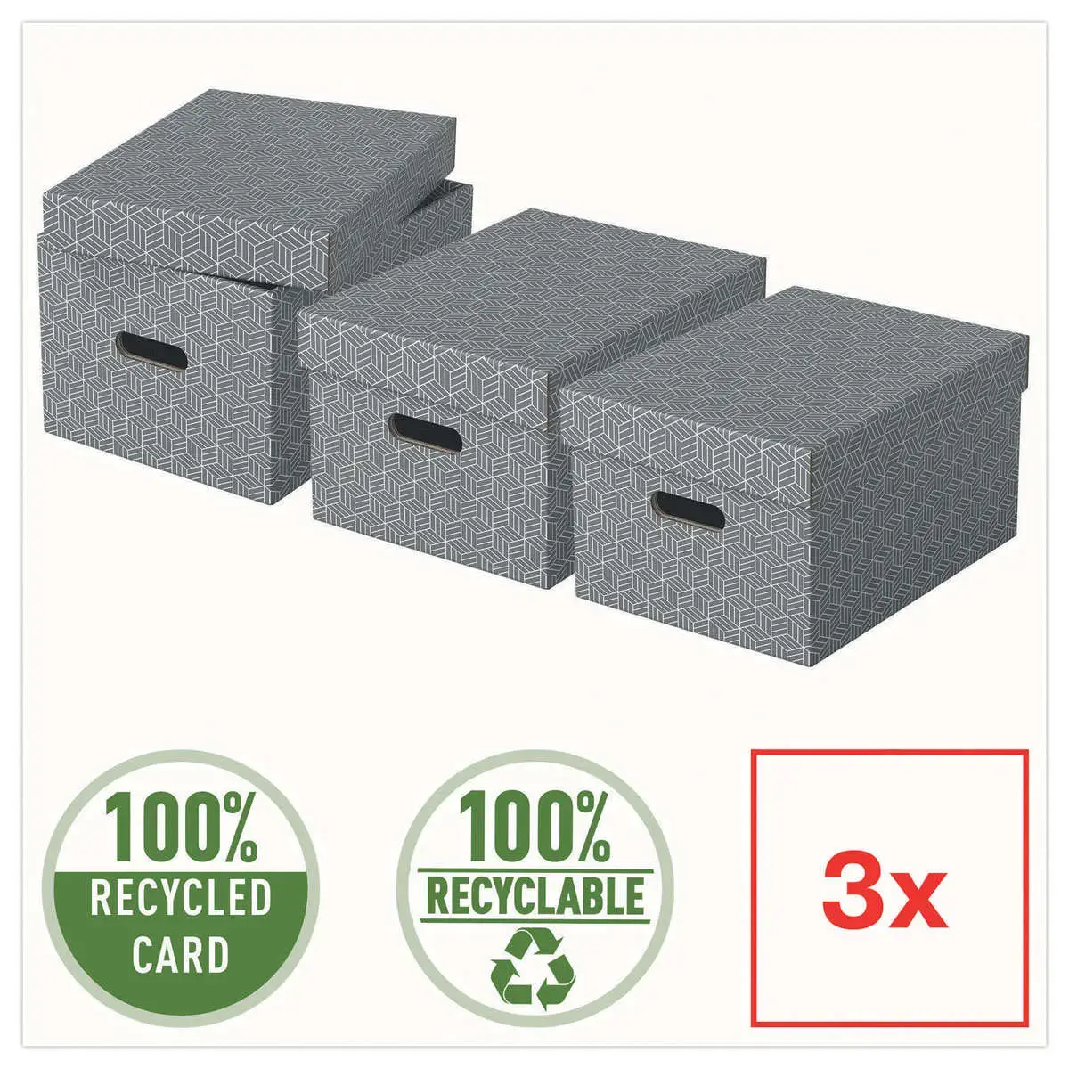 3 Boîtes de rangement Home - Taille M - Gris - Esselte photo du produit