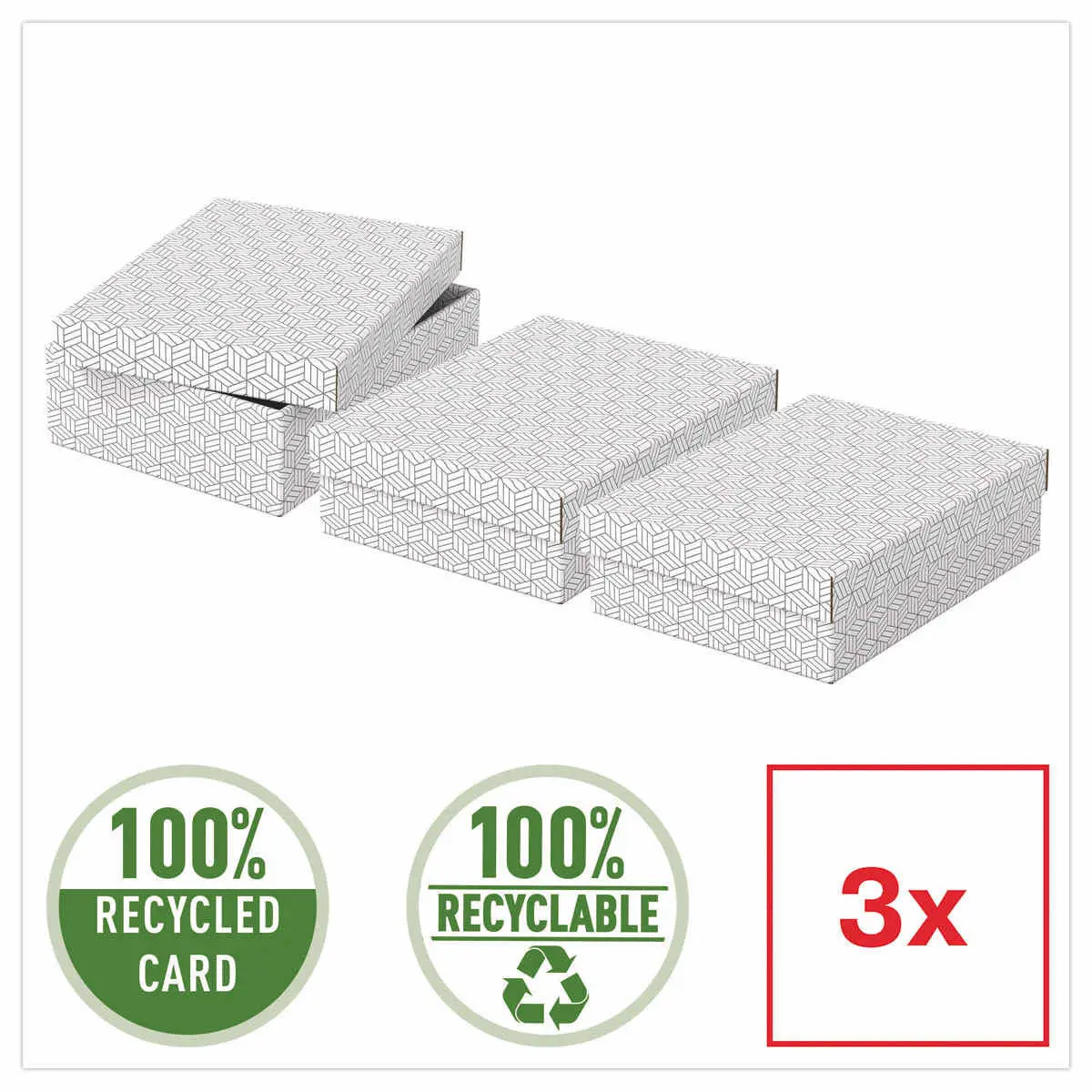 3 Boîtes de rangement Home - Taille M basse - Blanc - ESSELTE photo du produit