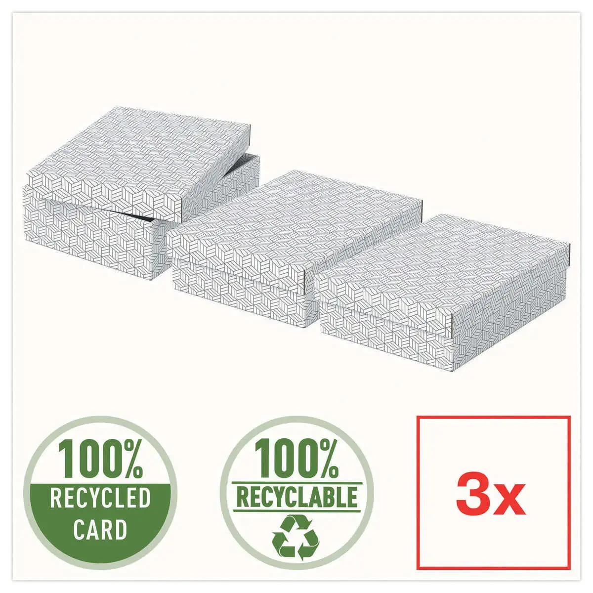 3 Boîtes de rangement Home - Taille M basse - Blanc - Esselte photo du produit