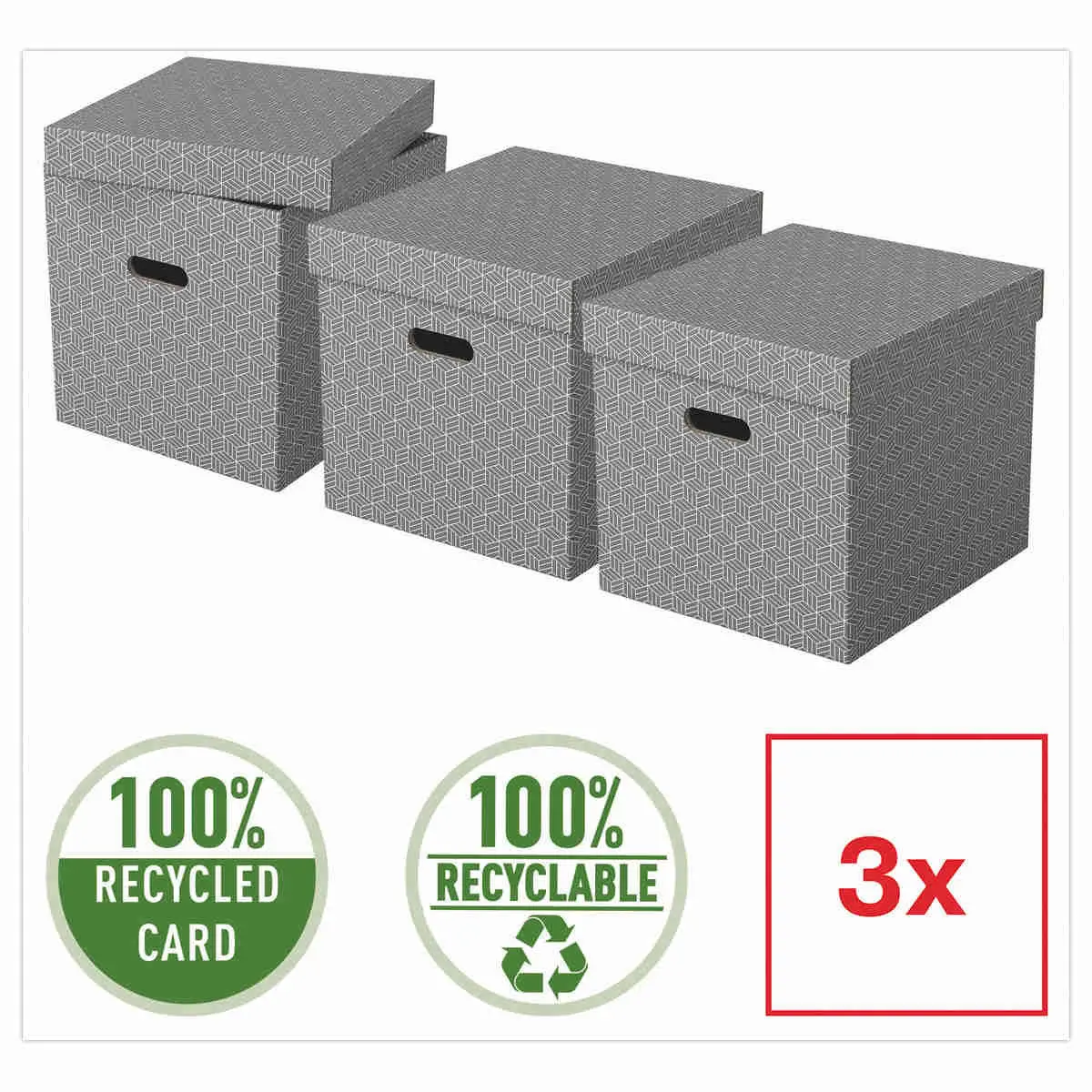 3 Bo&icirc;tes de rangement Home - Taille Cube - Gris - Esselte photo du produit