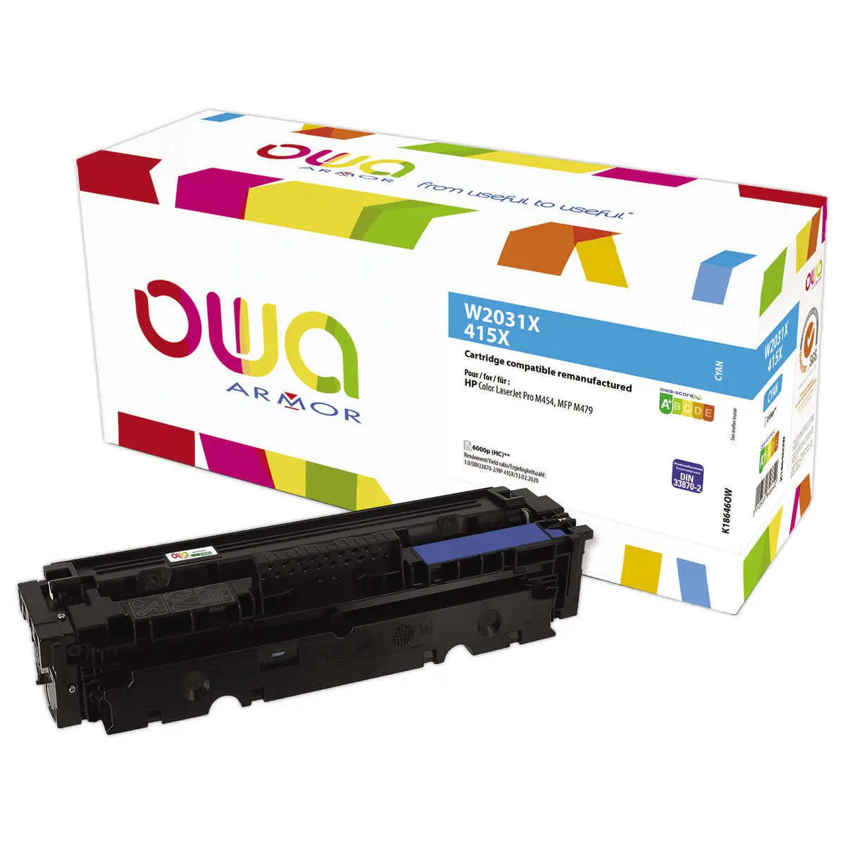 Toner &eacute;q. HP W2031X - Haute capacit&eacute; - Cyan - OWA photo du produit