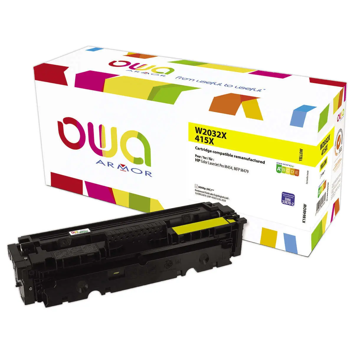 Toner &eacute;q. HP W2032X - Haute capacit&eacute; - Jaune - OWA photo du produit