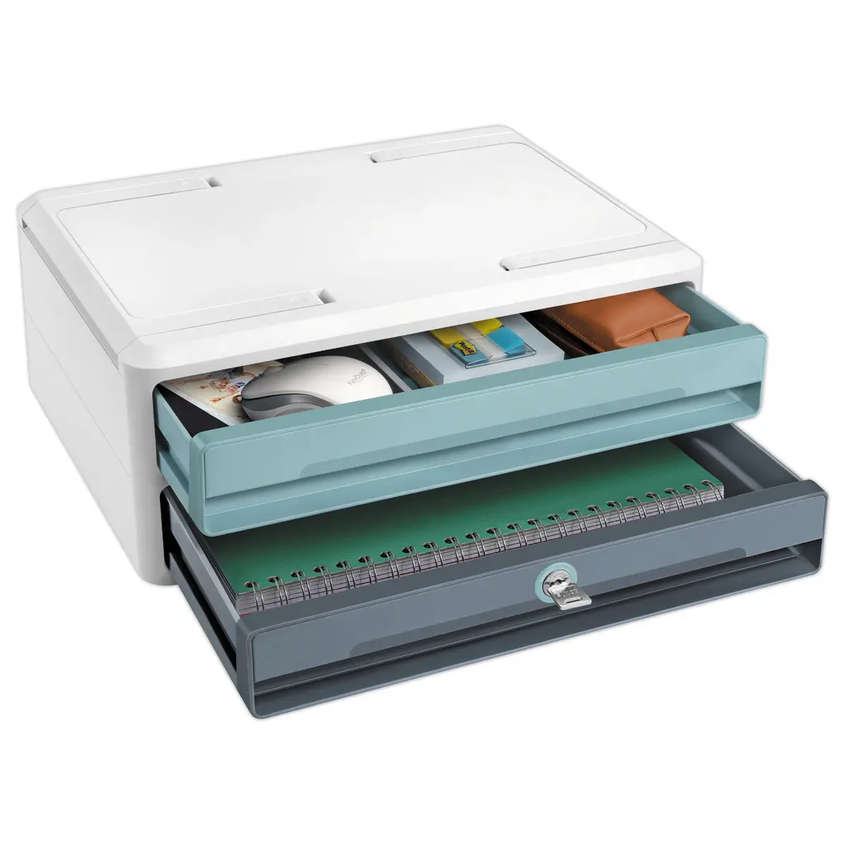 Module 2 tiroirs MOOVUP RIVIERA avec poign&eacute;es - CEP photo du produit