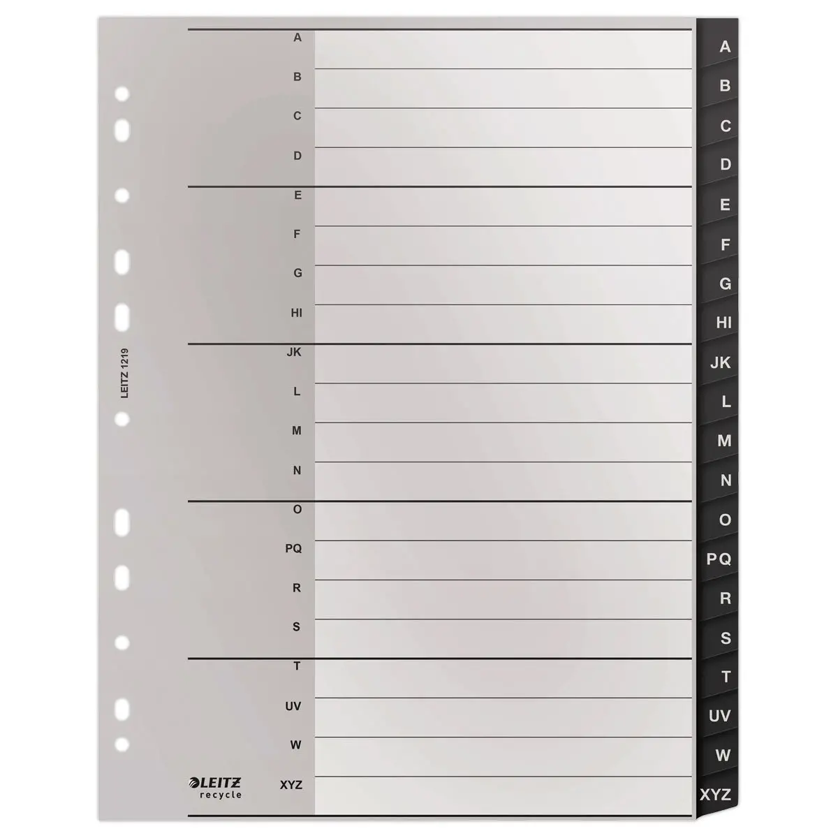 Jeu d'intercalaires A4 extra larges en PP recyclé - 20 onglets alphabétiques - LEITZ photo du produit