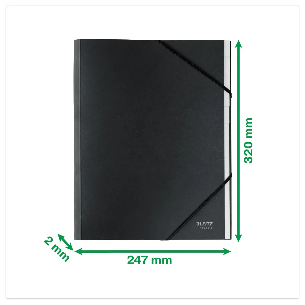 Trieur avec &eacute;lastiques 6 touches - 100% recycl&eacute; - Noir - Leitz photo du produit