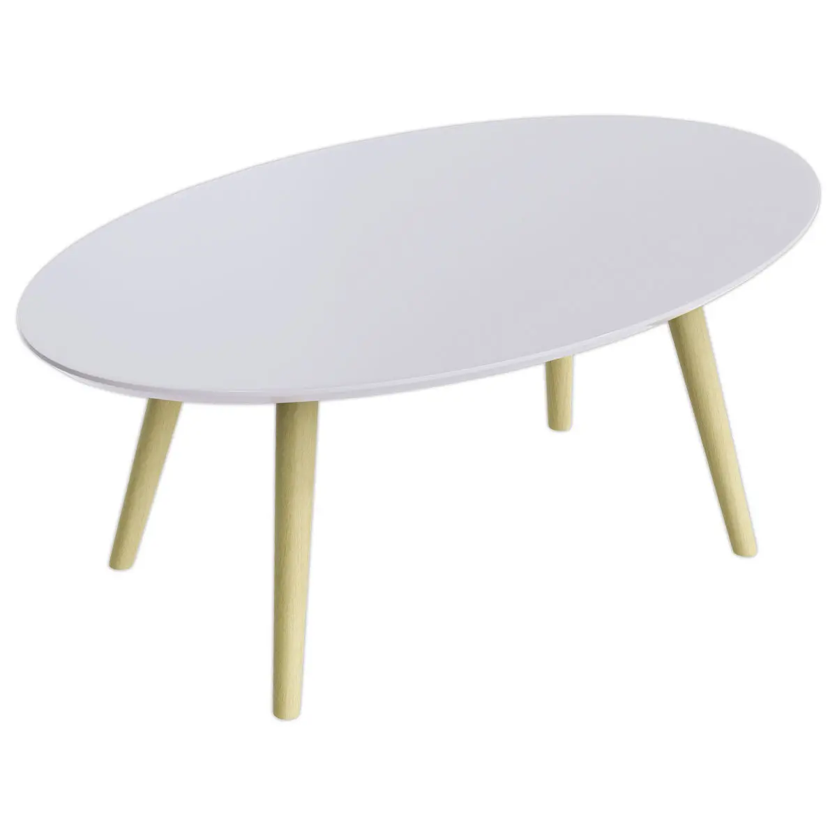 Table basse ovale laquée blanc L 85cm photo du produit