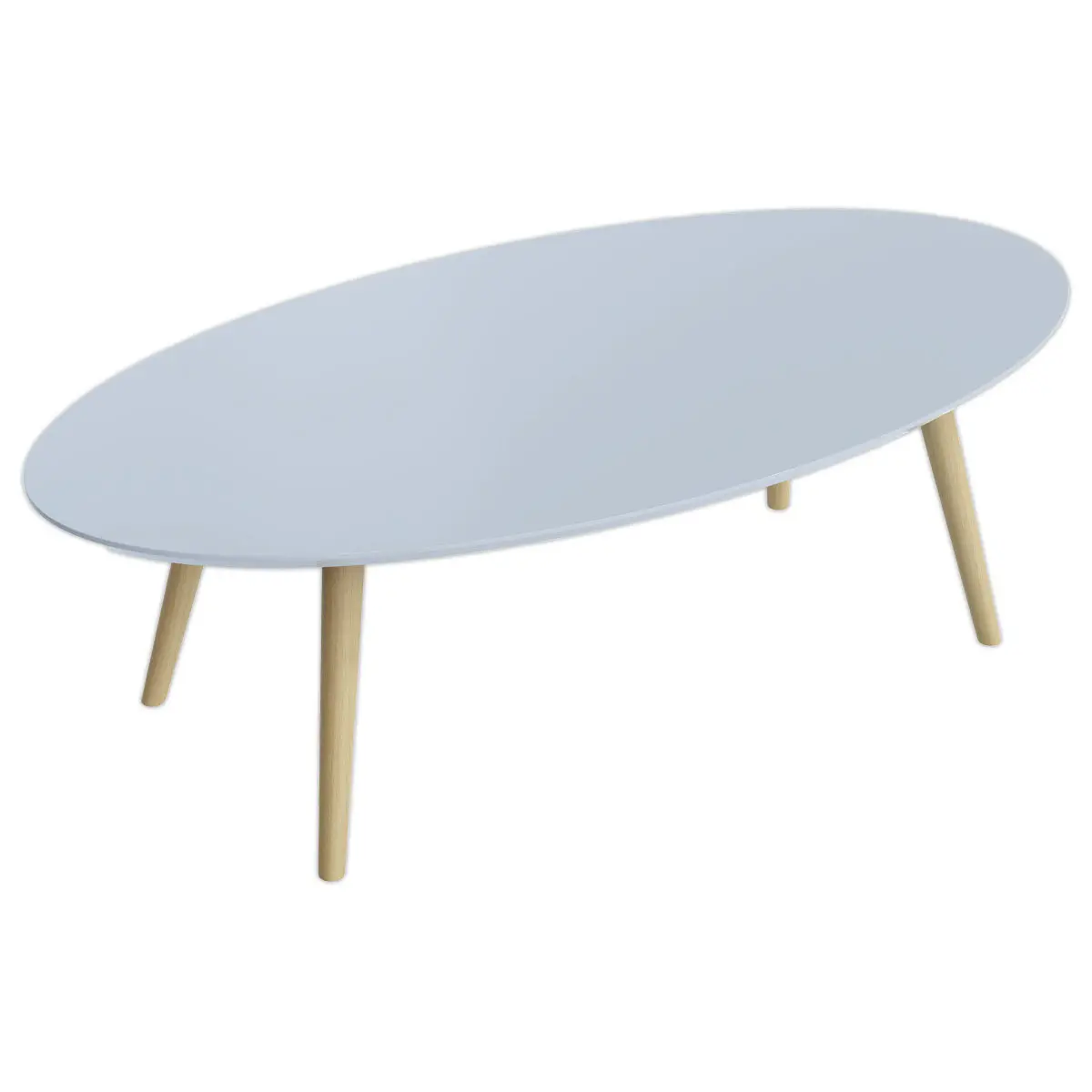 Table basse ovale laqu&eacute;e blanc L 115 cm photo du produit