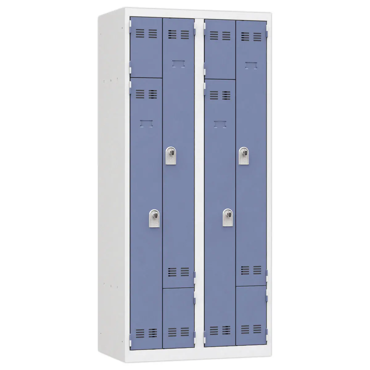 Vestiaire gain de place porte en L 2 colonnes - 4 utilisateurs - Bleu photo du produit