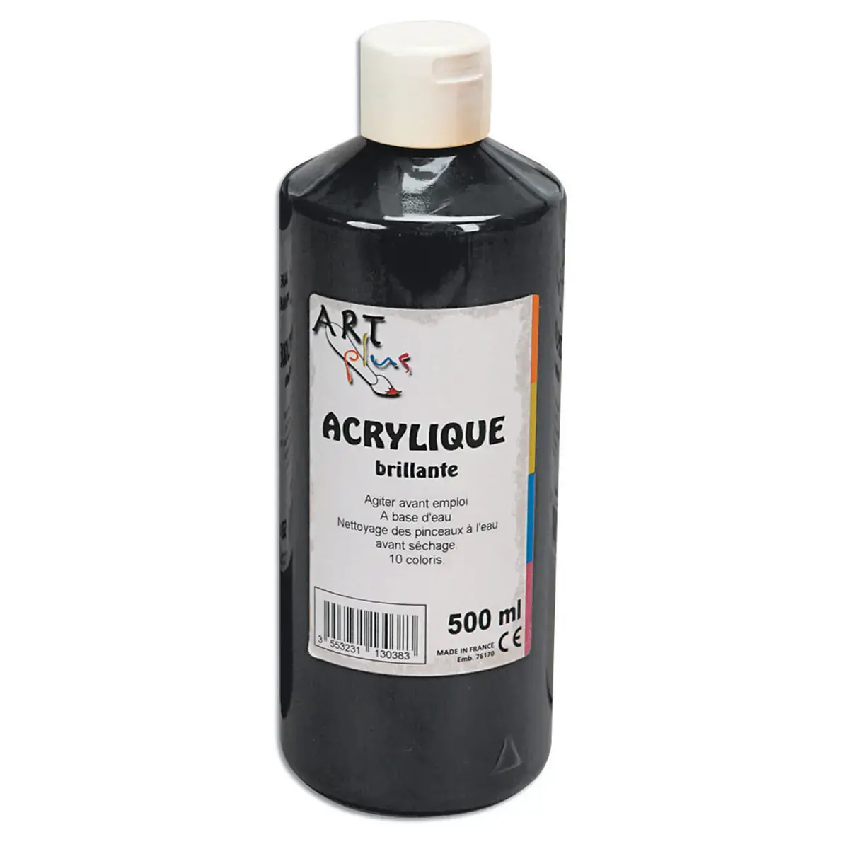 Flacon de gouache acrylique - 500 ml - Noir - Art Plus photo du produit