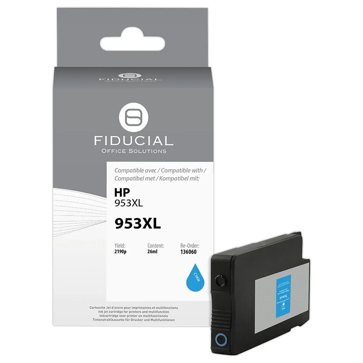 Cartouche d'encre remanufacturée éq. HP 953XL - Haute capacité - Cyan photo du produit