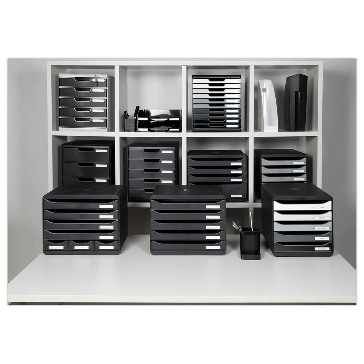 Module de classement 10 tiroirs Moduloglossy- Nuances de gris - EXACOMPTA photo du produit