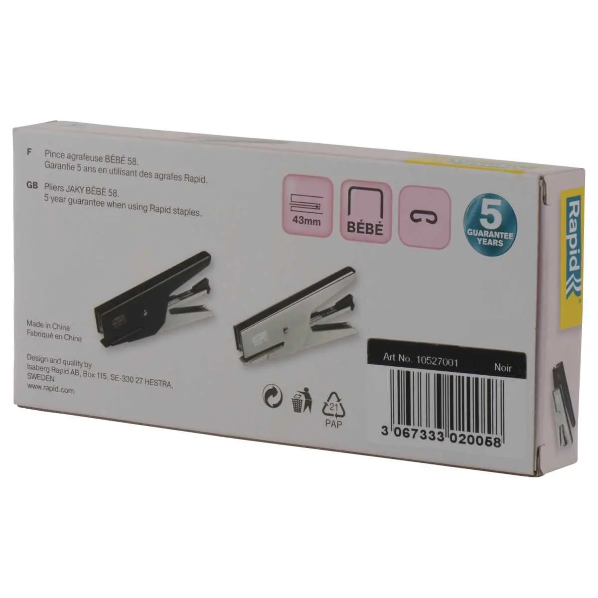 Pince agrafeuse Jaky Bébé 58 - Noir - RAPID photo du produit