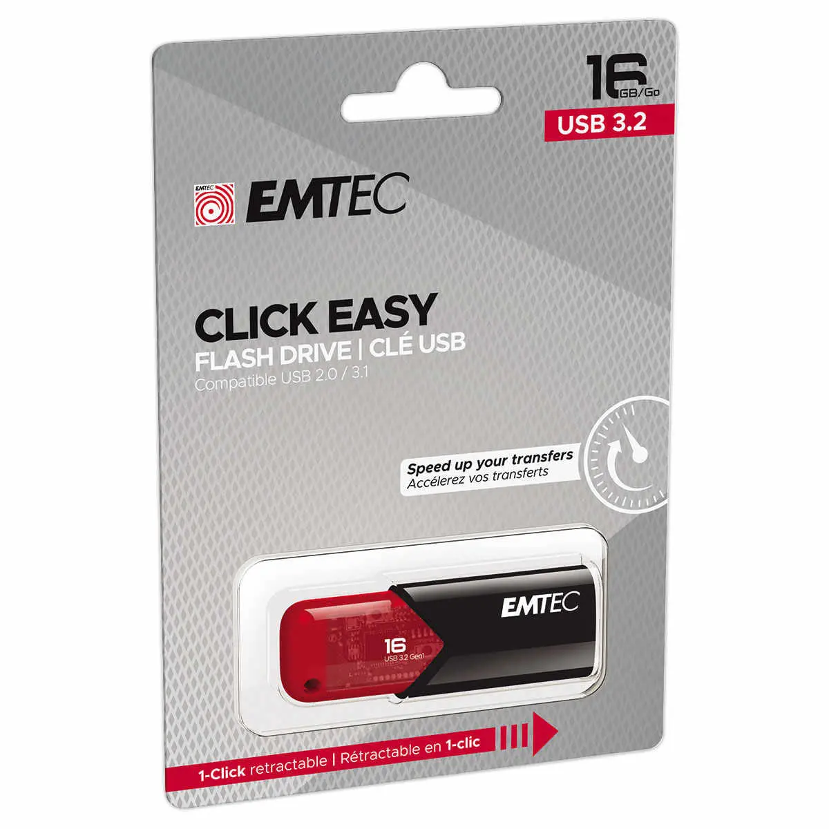 Clé usb 3.2 Click Easy 16Go Rouge photo du produit