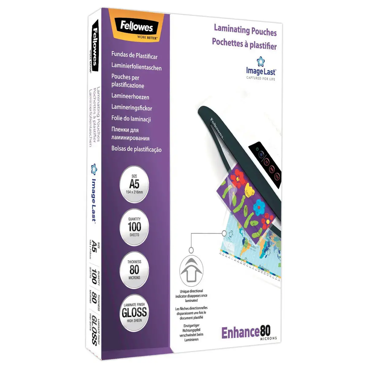 100 Pochettes ImageLast A5 - 80 microns - FELLOWES photo du produit