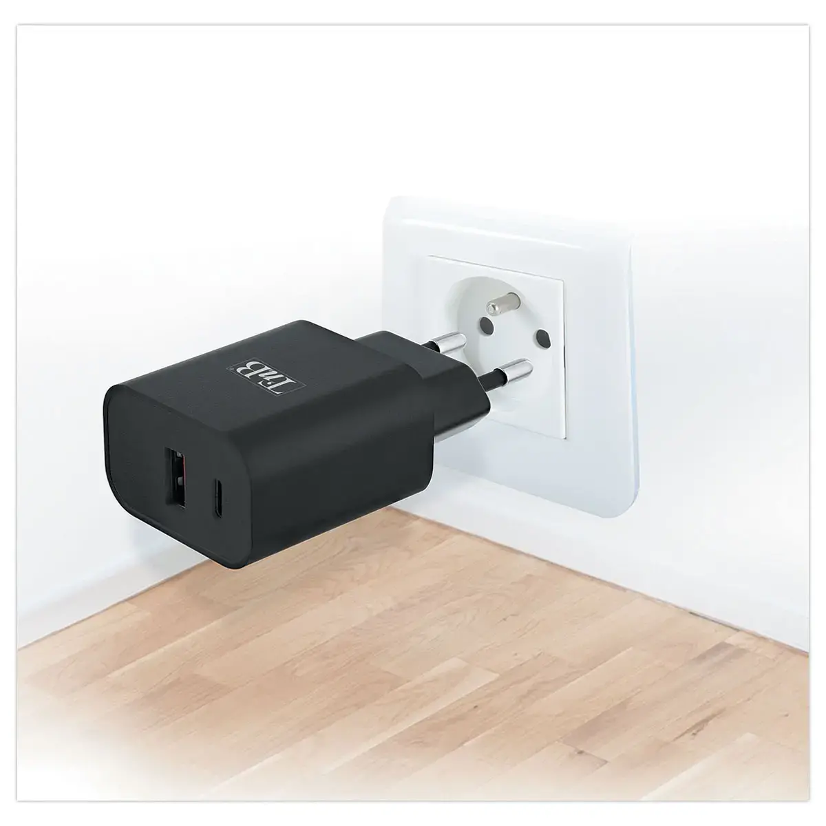 Chargeur secteur Quick Charge – USB-C + USB-A – 30W – T’nB photo du produit