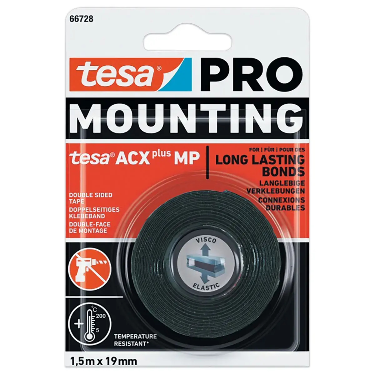 Ruban Mounting PRO ACX+ MP 1,5 m x 19 mm - Noir photo du produit