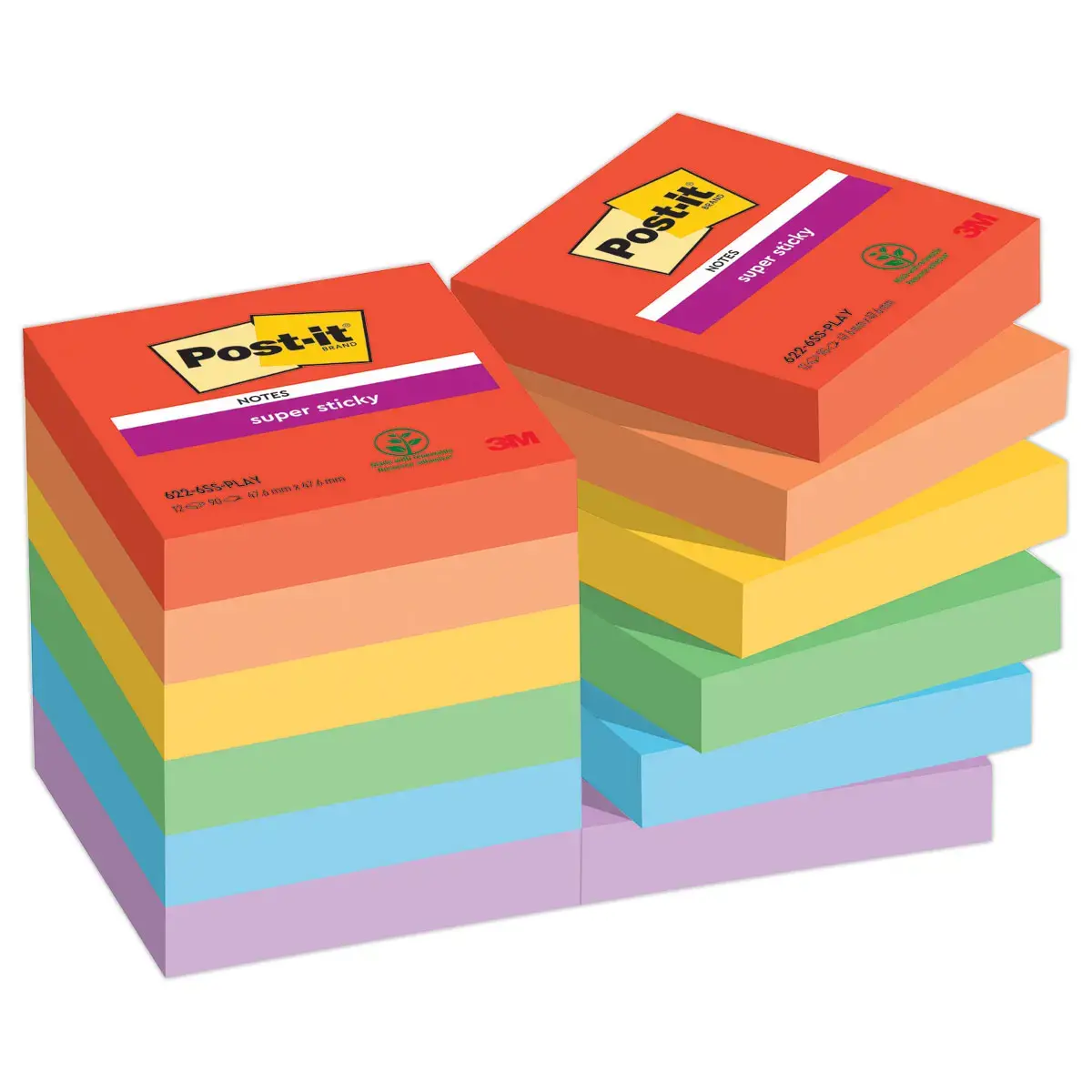 12 Notes Super Sticky Collection Playful,47,6 x 47,6 mm, 90 feuilles photo du produit