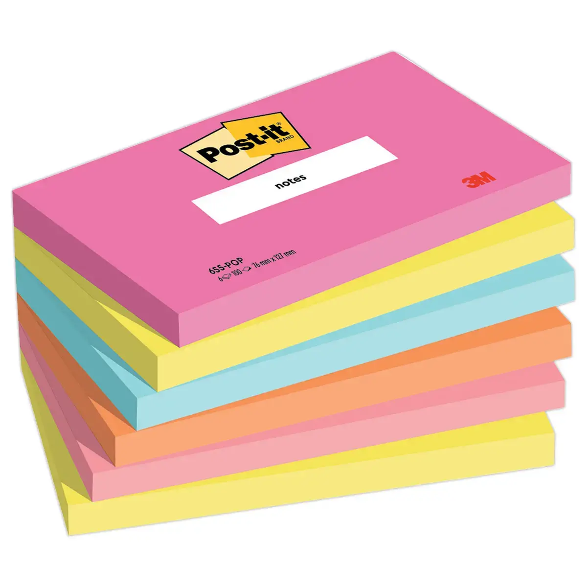 6 Blocs de notes repositionnables Collection Poptimistic - 76 x 127 mm - 100 feuilles - Post-It photo du produit