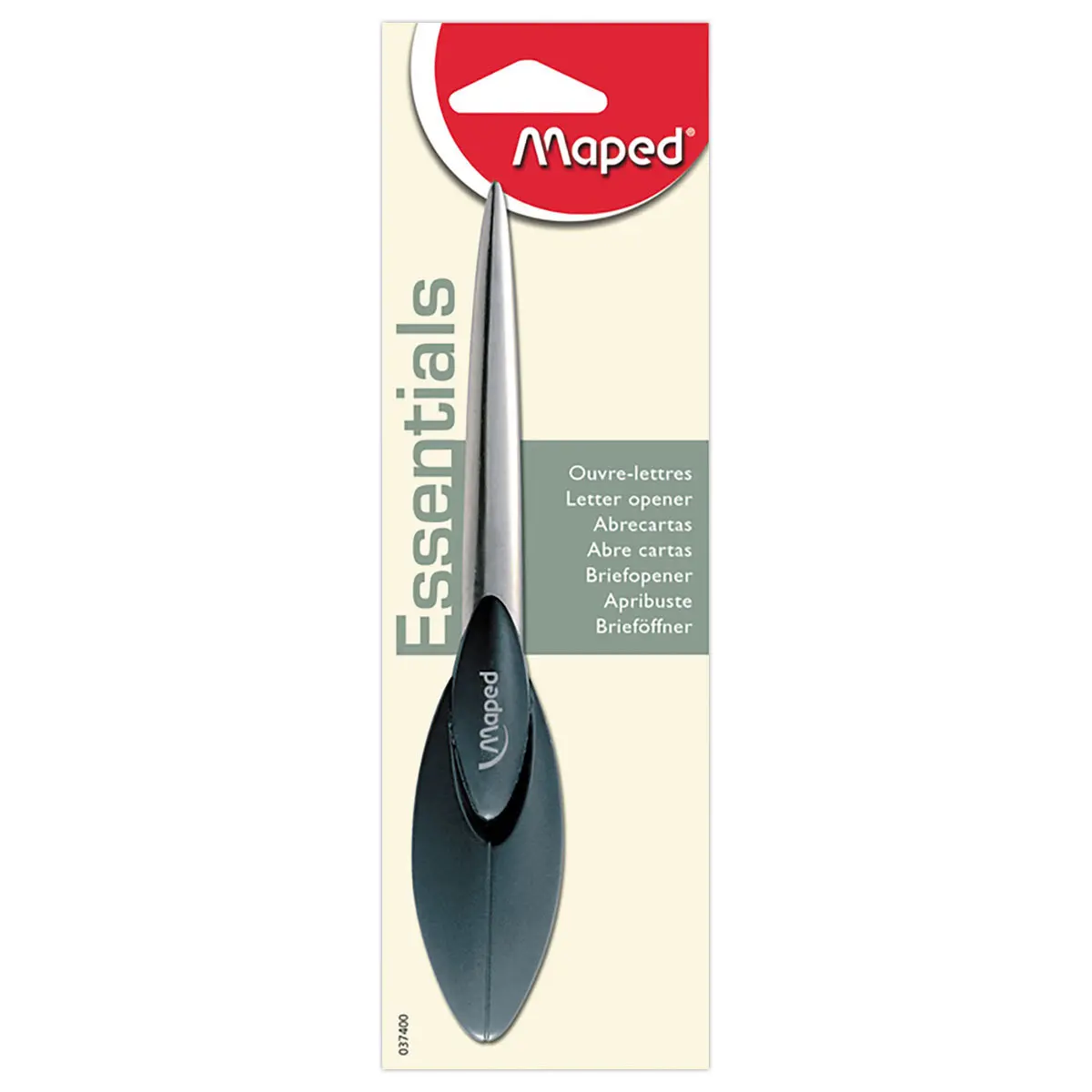 Ouvre-lettres classique manche ergonomique  en plastique noir, 17 cm photo du produit