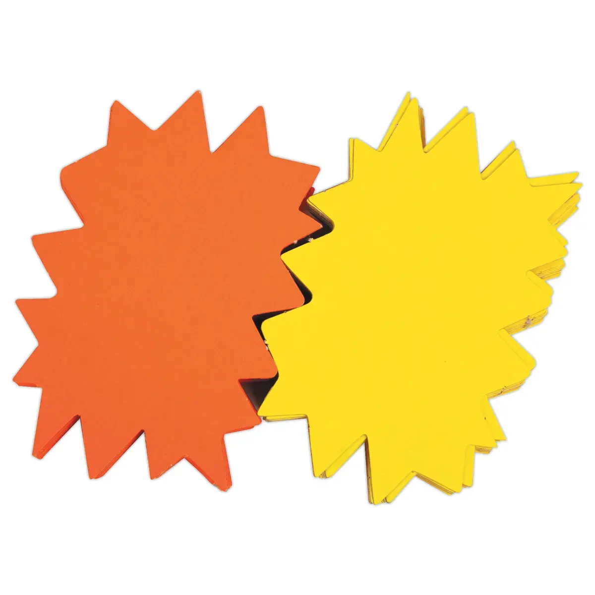 25 Etiquettes carton forme éclatée jaune/orange 240 x 320 mm photo du produit