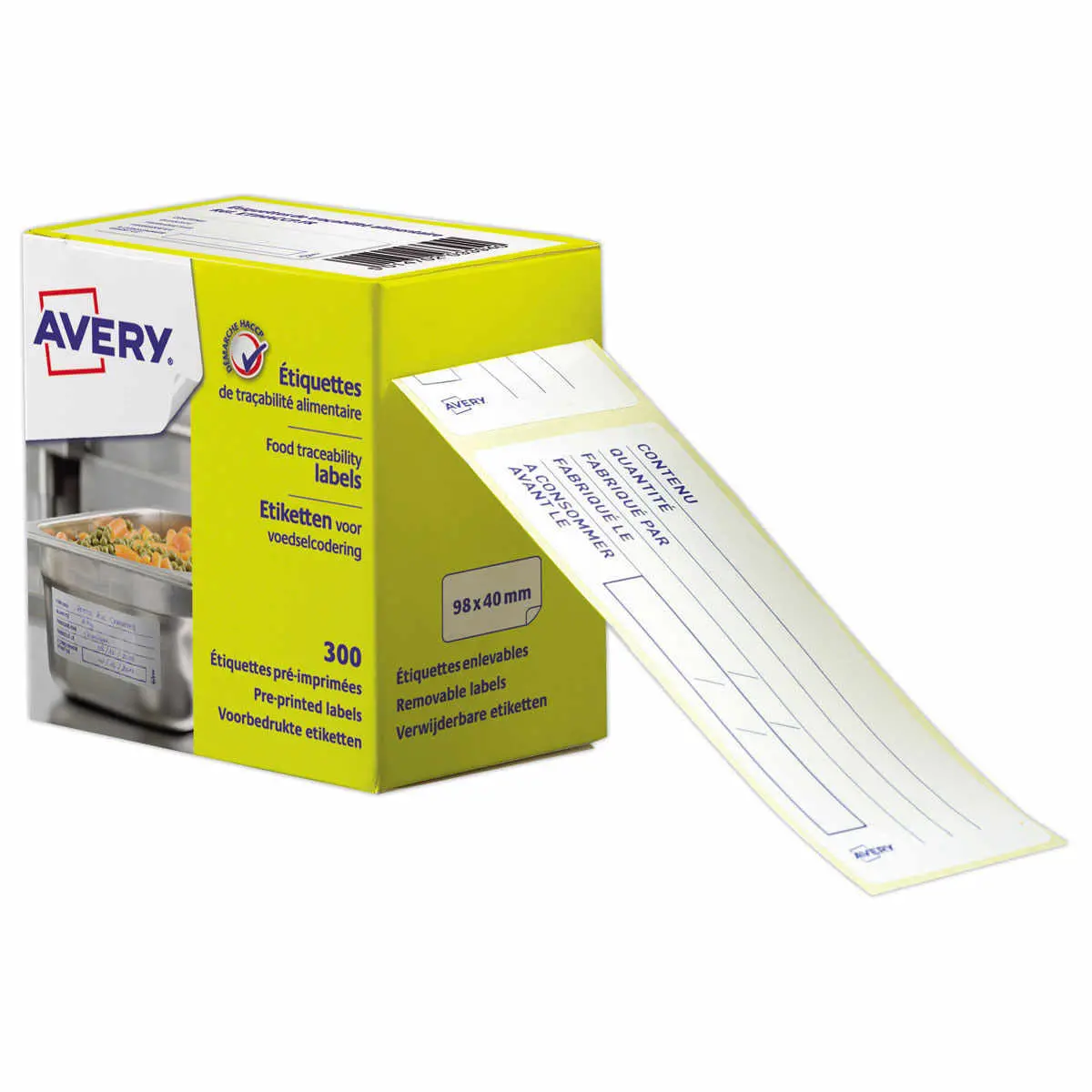 Rouleau de 300 étiquettes de traçabilité alimentaire pré-imprimées photo du produit