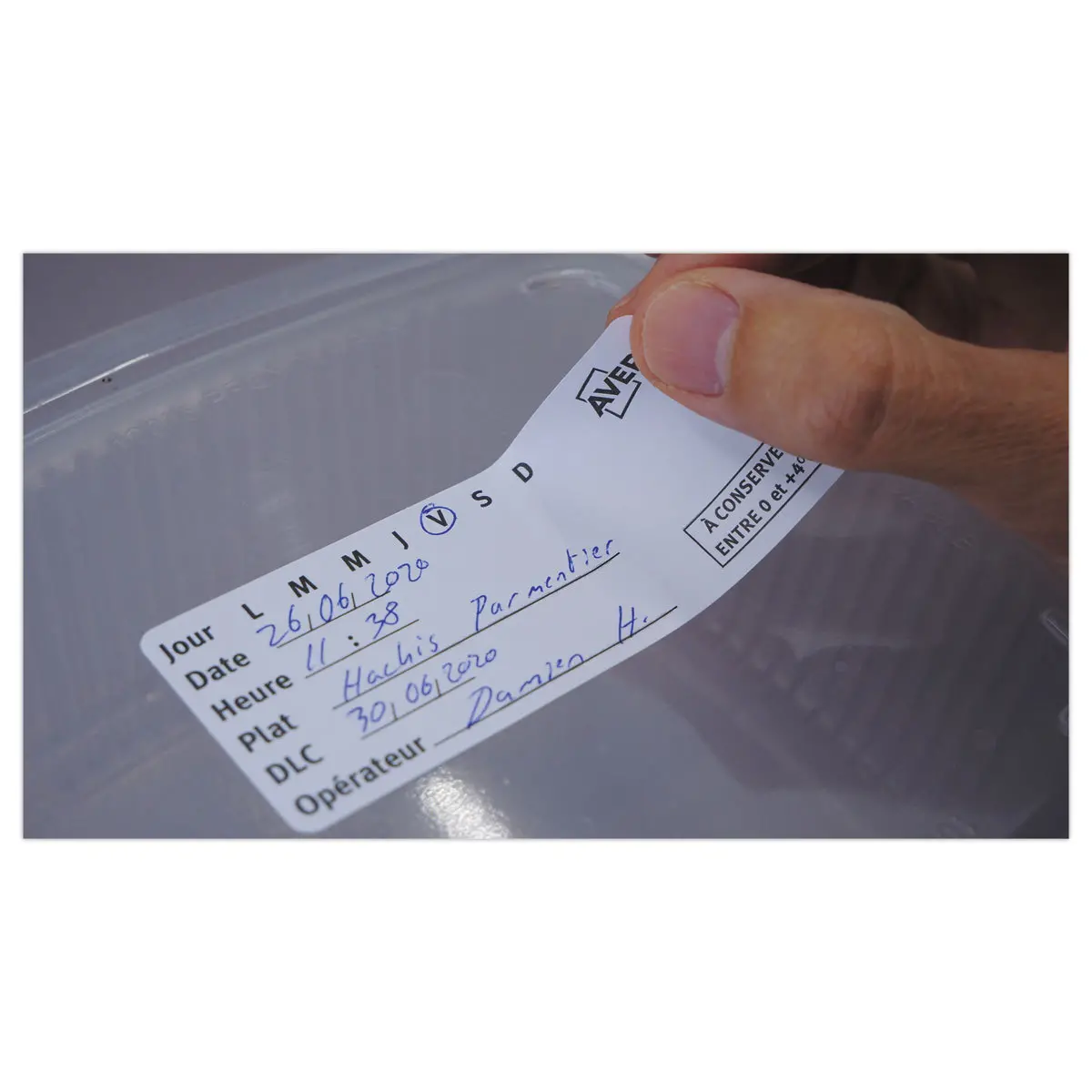 Rouleau de 300 étiquettes pré-imprimées plats témoin tracabilité alim. photo du produit
