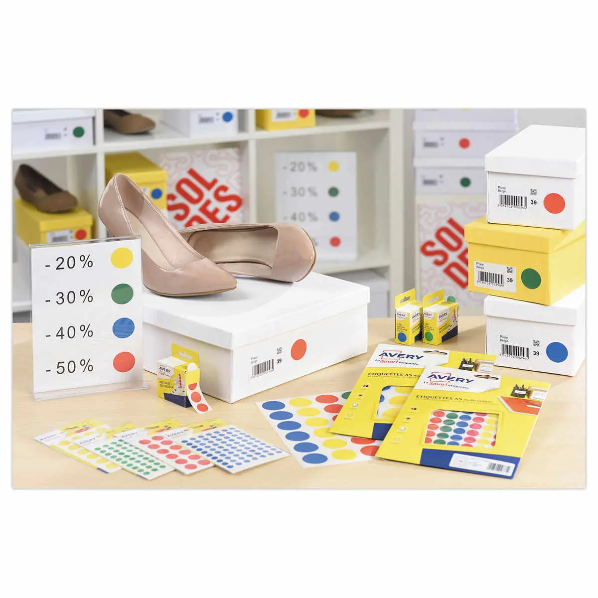 Sachet de 216 pastilles blanches autocollantes diam 15 mm photo du produit