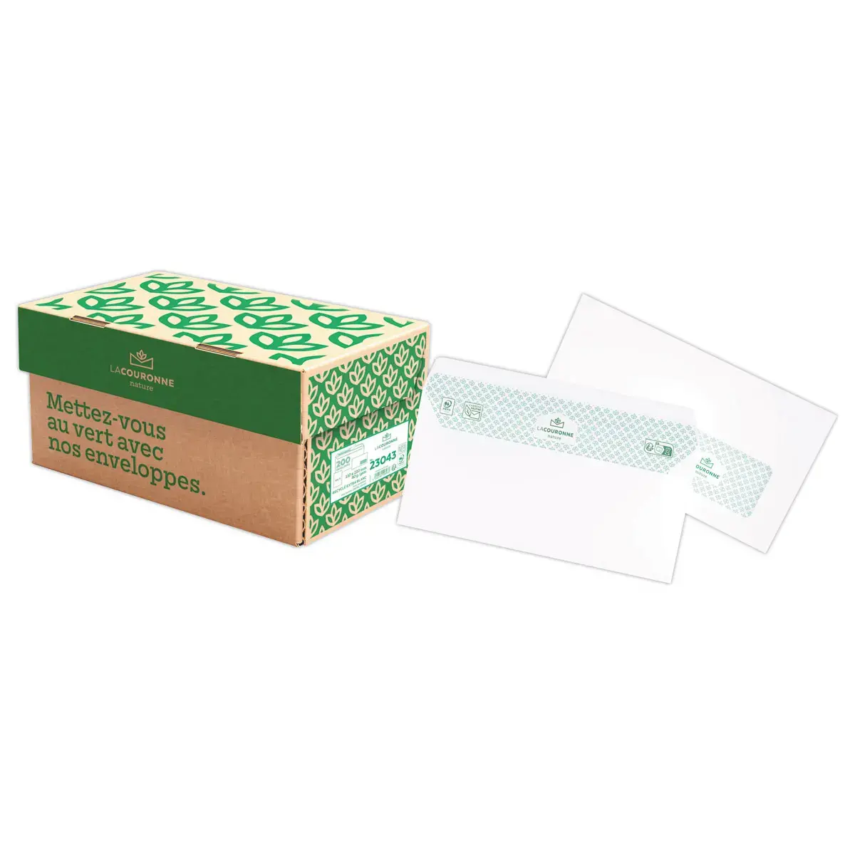 200 Enveloppes DL blanches recyclées 80g - fenêtre 45x100mm photo du produit