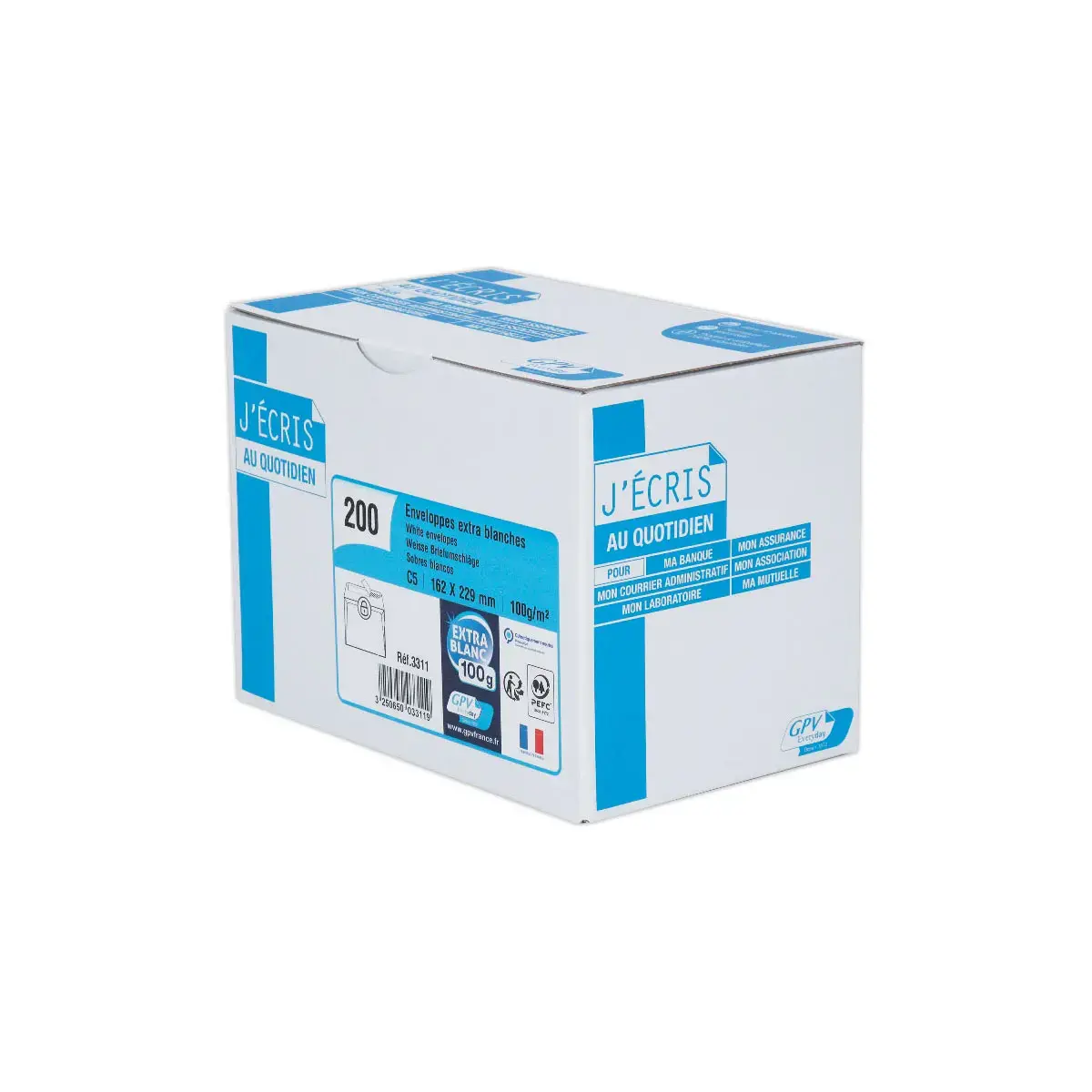 200 Enveloppes blanches C5 100g bande de protection photo du produit