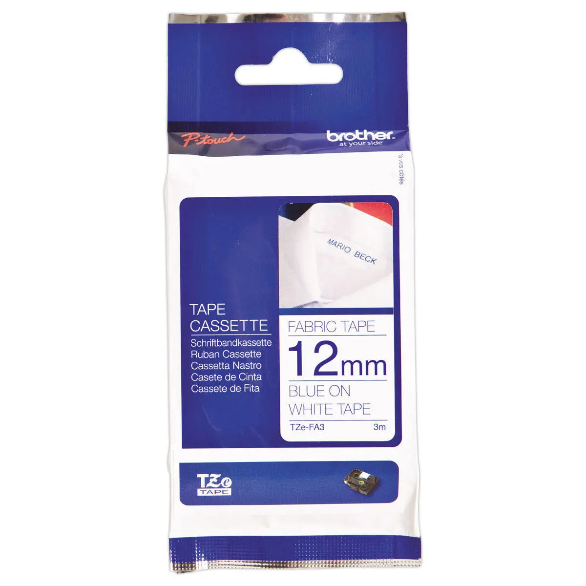 Ruban pour titreuse BROTHER TZE FA3 12mm spécial textile photo du produit
