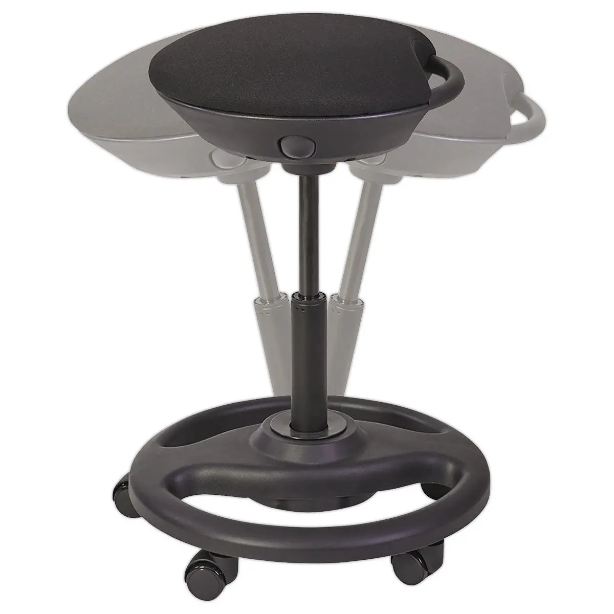 Tabouret ergonomique &agrave; bascule noir avec roulettes photo du produit