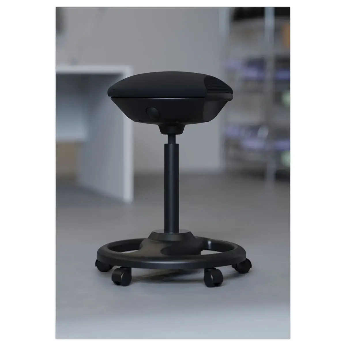 Tabouret ergonomique &agrave; bascule noir avec roulettes photo du produit
