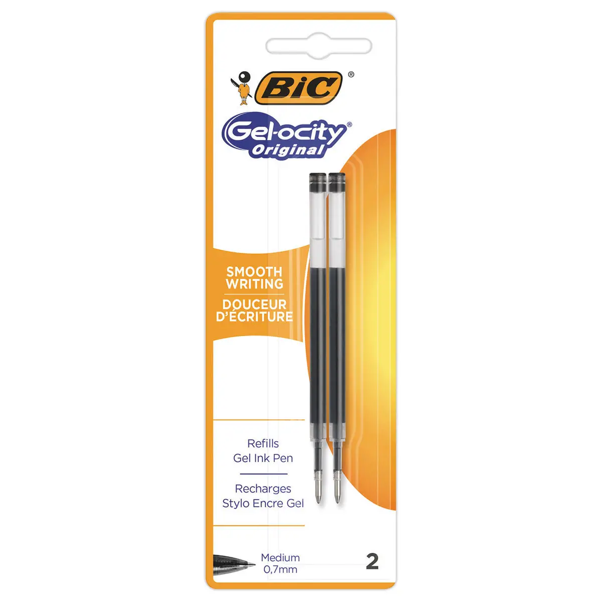 2 Recharges stylo Gel-ocity - Pointe moyenne - Noir - BIC photo du produit