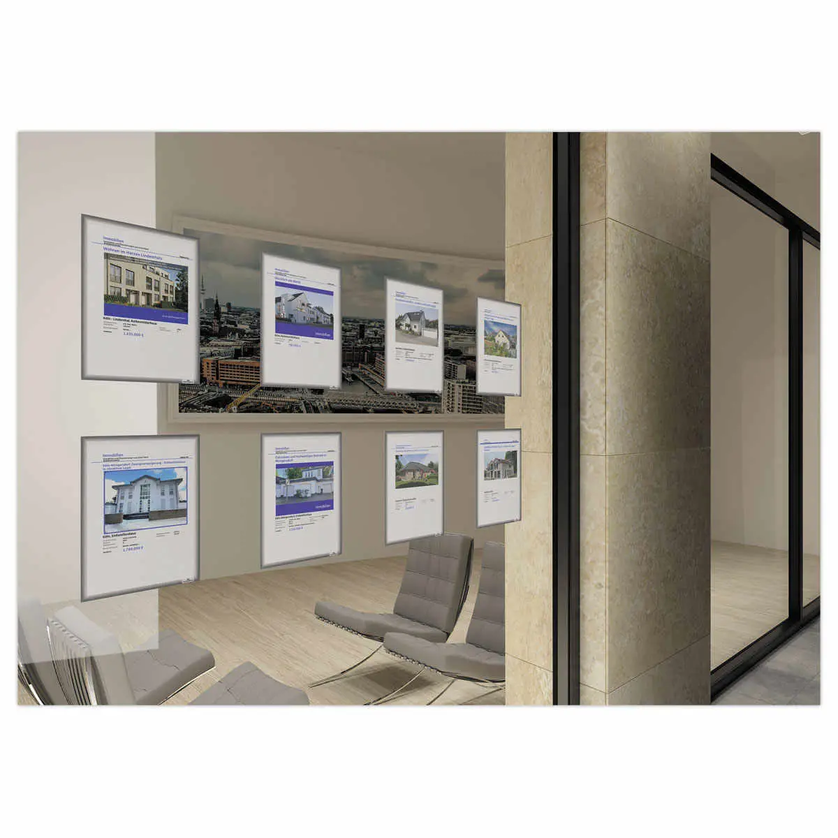 5 Pochettes d'affichage vitrostatiques surfaces vitrées - A4 - Gris - DURABLE photo du produit