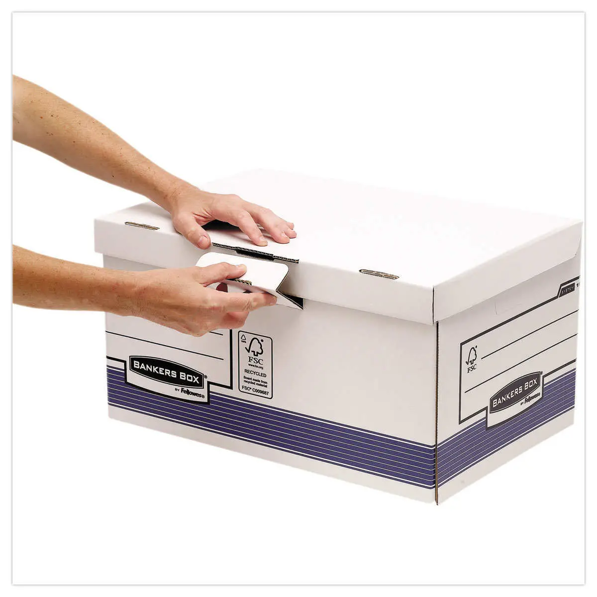 10 Containers bo&icirc;tes archives BANKER'S BOX montage automatique - Bleu photo du produit